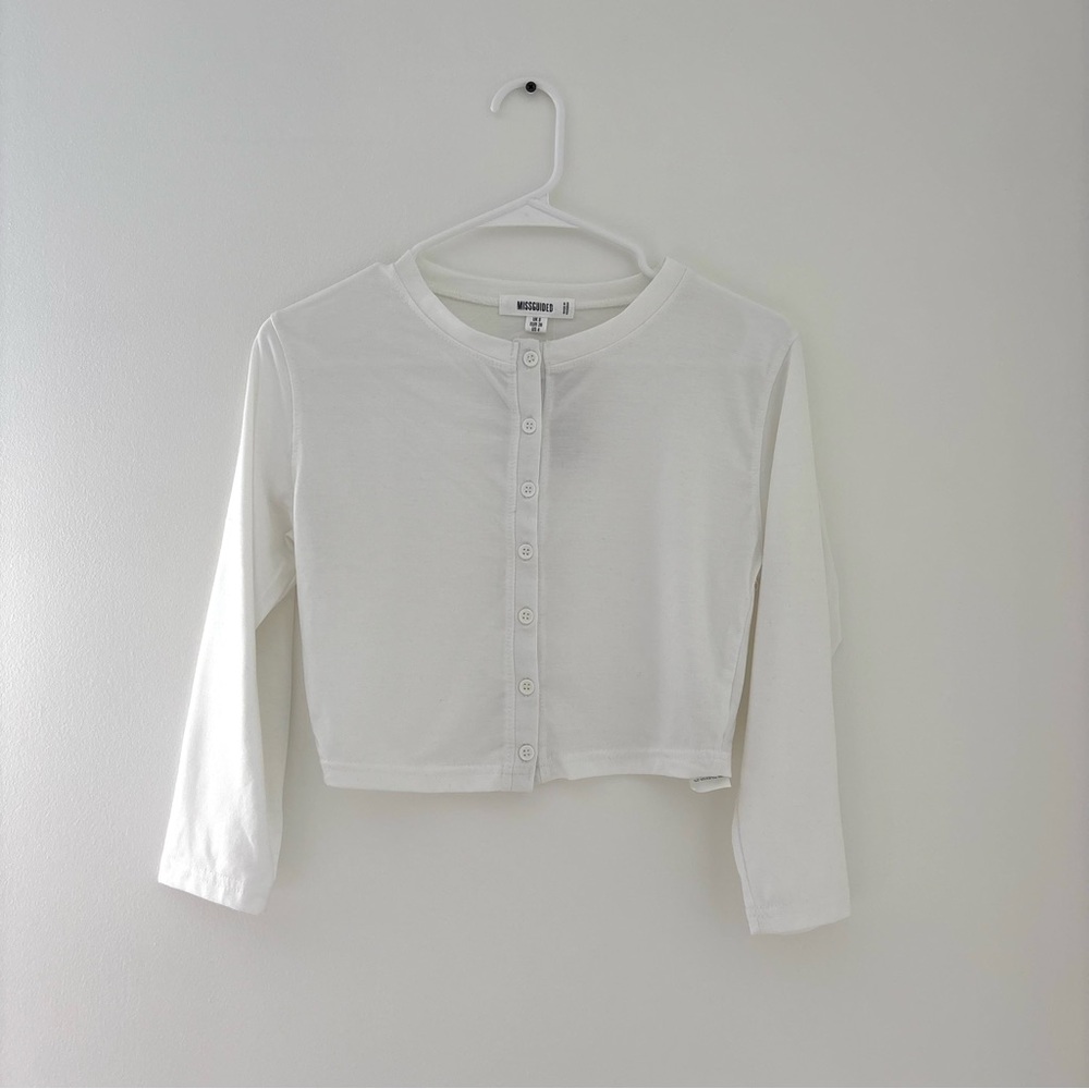missguided white button up crop top